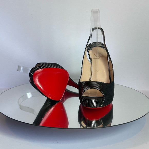 *** SOLD*** Christian Louboutin Prive 120mm Suede Silver Slingback Pumps EU 39.5 - Picture 12 of 14